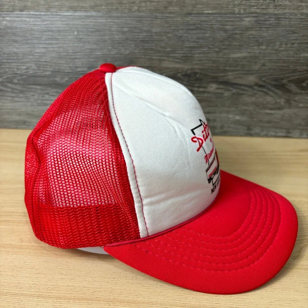 Vintage Dittrich Hat Cap Snapback Red White Trucker Trucking Minnesota‎ New Ulm